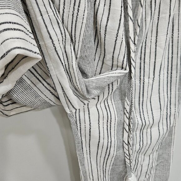 Elan Off White Linen Cotton Blend Strapless Cover-Up Black Tassel Jumpsuit Small - Picture 9 of 13